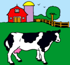 Dibujo Vaca pasturando pintado por res