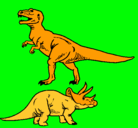 Dibujo Triceratops y tiranosaurios rex pintado por brunohx