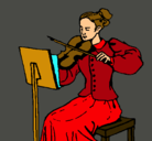 Dibujo Dama violinista pintado por HEIDIDAYANA