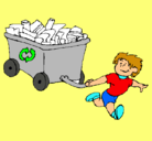 Dibujo Niño reciclando pintado por nioreciclando