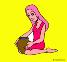 Dibujo Mujer y jarrón pintado por mahira
