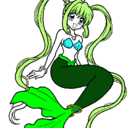 Dibujo Sirena con perlas pintado por ponis