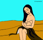 Dibujo Madre con su bebe pintado por tania