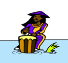 Dibujo Mujer tocando el bongó pintado por p