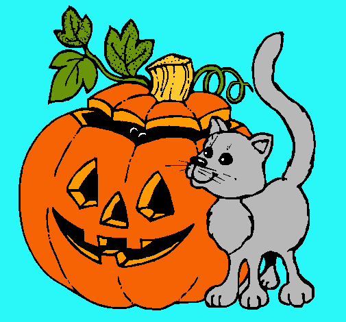 Calabaza y gato