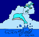 Dibujo Delfín y gaviota pintado por vicchok