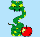 Dibujo Serpiente y manzana pintado por carlos