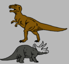 Dibujo Triceratops y tiranosaurios rex pintado por Mauricio
