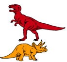 Dibujo Triceratops y tiranosaurios rex pintado por Jahdiel