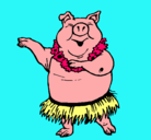 Dibujo Cerdo hawaiano pintado por eduymar100