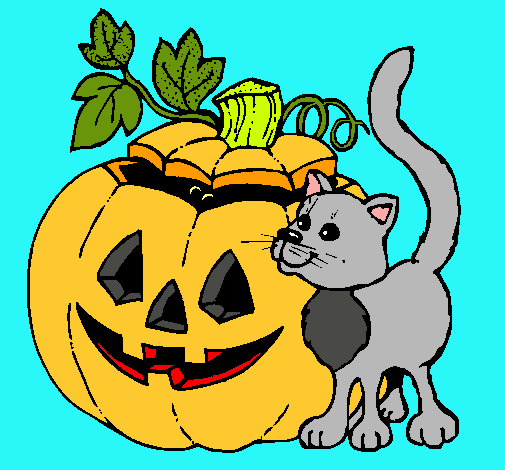 Calabaza y gato