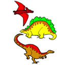Dibujo Tres clases de dinosaurios pintado por julianrodriguezruis