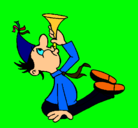 Dibujo Niño con trompetita pintado por clau