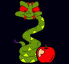 Dibujo Serpiente y manzana pintado por terodactilo