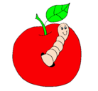 Dibujo Manzana con gusano pintado por KAMILA