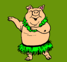 Dibujo Cerdo hawaiano pintado por alma