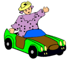 Dibujo Muñeca en coche descapotable pintado por ian