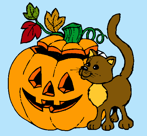 Calabaza y gato