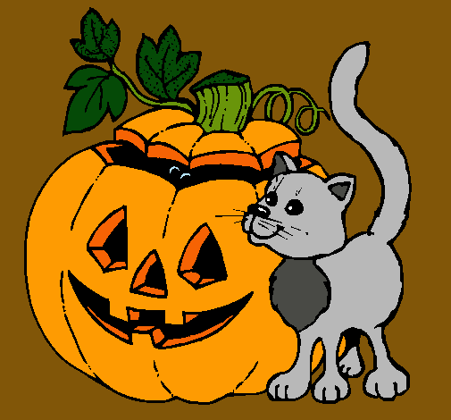 Calabaza y gato