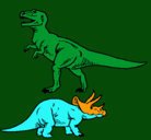 Dibujo Triceratops y tiranosaurios rex pintado por ERICK