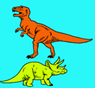 Dibujo Triceratops y tiranosaurios rex pintado por nicolas