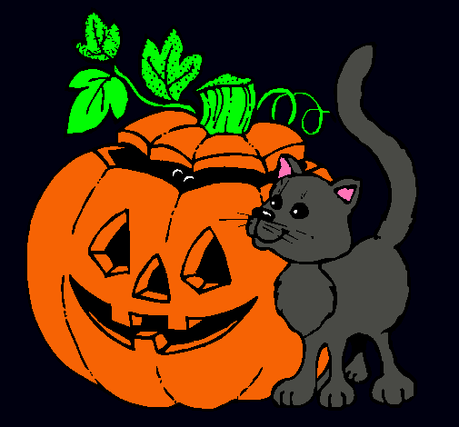 Calabaza y gato