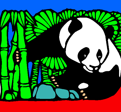 Oso panda y bambú