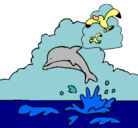 Dibujo Delfín y gaviota pintado por angy25