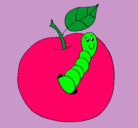 Dibujo Manzana con gusano pintado por yajaima