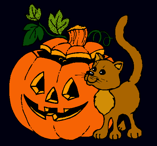 Calabaza y gato