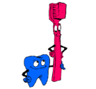 Dibujo Muela y cepillo de dientes pintado por NEREA