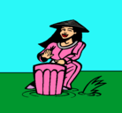Dibujo Mujer tocando el bongó pintado por natalia
