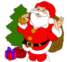 Dibujo Santa Claus y un árbol de navidad pintado por alina