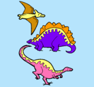 Dibujo Tres clases de dinosaurios pintado por omar