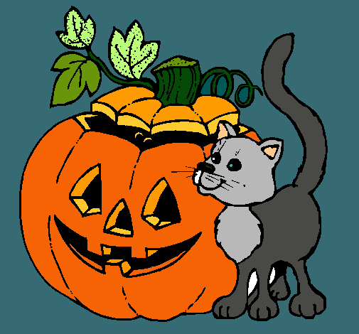 Calabaza y gato