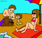 Dibujo Vacaciones familiares pintado por playa