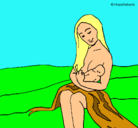 Dibujo Madre con su bebe pintado por mily
