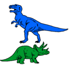 Dibujo Triceratops y tiranosaurios rex pintado por DEREK