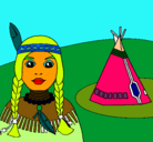 Dibujo India y tepee pintado por DANIELA4