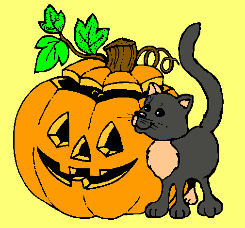 Calabaza y gato