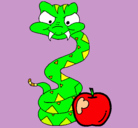 Dibujo Serpiente y manzana pintado por gabylps