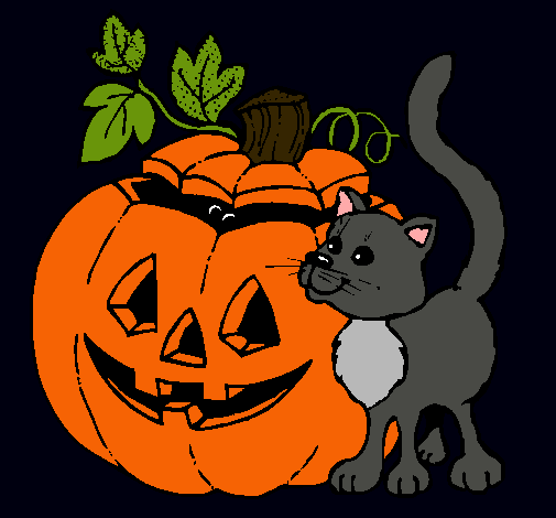 Calabaza y gato