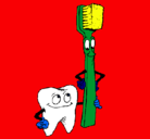Dibujo Muela y cepillo de dientes pintado por karen
