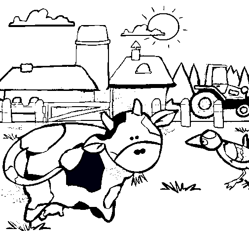 Vaca en la granja