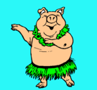 Dibujo Cerdo hawaiano pintado por javiercito