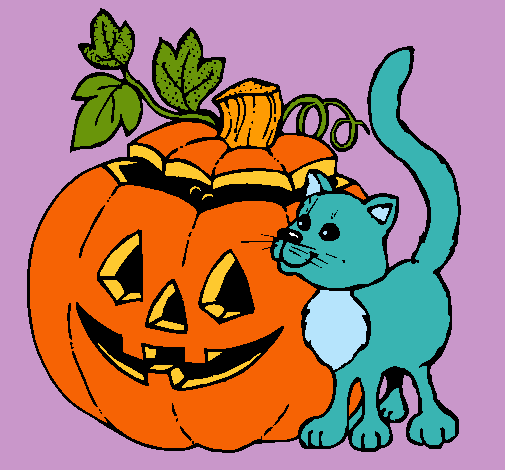 Calabaza y gato