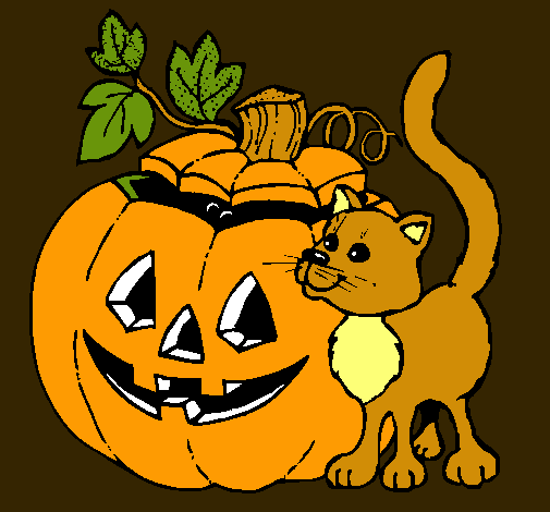 Calabaza y gato