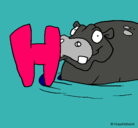 Dibujo Hipopótamo pintado por laly