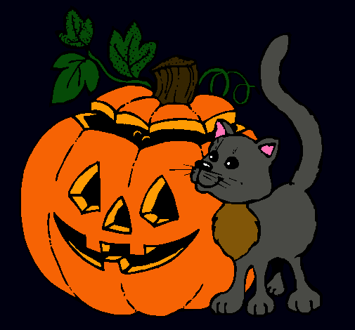 Calabaza y gato