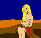Dibujo Madre con su bebe pintado por juli